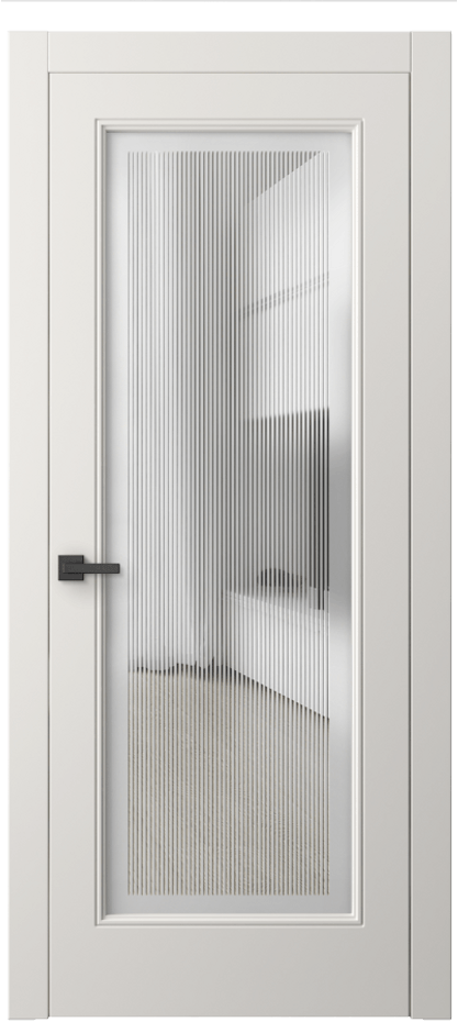 Межкомнатная дверь Linea 8300 Матовый пудровый белый Сатинированное с гравировкой "Каннелюры", триплекс Цена 4360 AZE | Volhovec