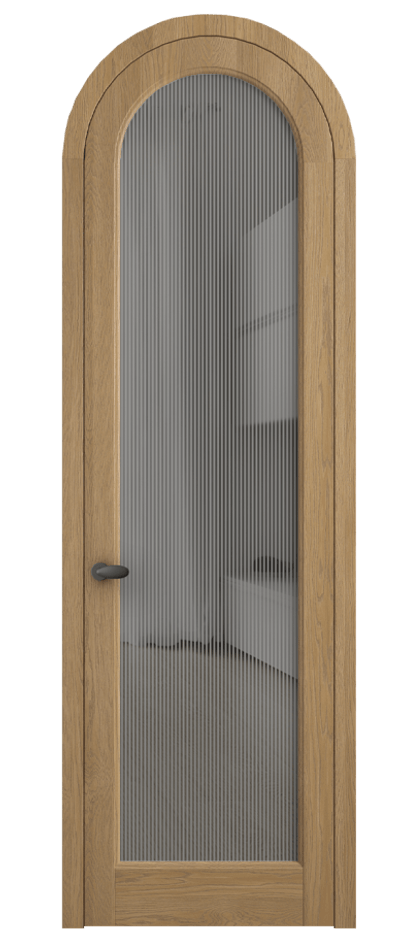 Межкомнатная дверь Палаццо 6814 Дуб пшеничный матовый Рифлёное серое стекло "Дюна", триплекс Цена 11100 AZE | Volhovec