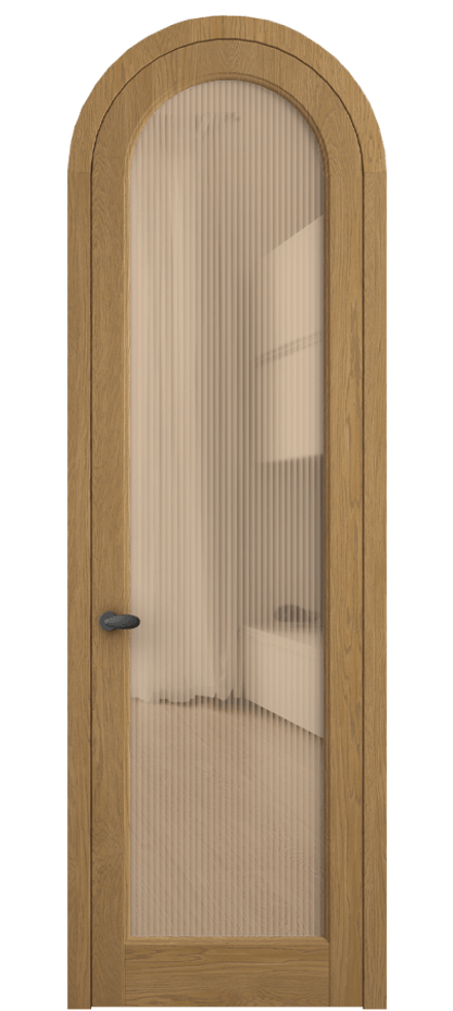 Межкомнатная дверь Палаццо 6814 Дуб солнечный матовый Рифлёное оранжевое стекло "Мору", триплекс Цена 11200 AZE | Volhovec