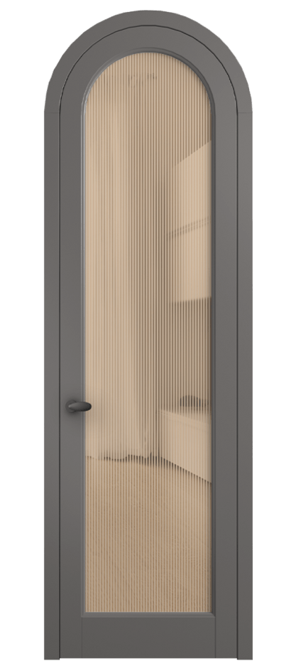 Межкомнатная дверь Палаццо 6814 Матовый классический серый Рифлёное оранжевое стекло "Дюна", триплекс Цена 6800 AZE | Volhovec