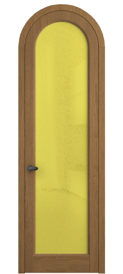 Межкомнатная дверь Палаццо 6814 Дуб пряный матовый Фактурное жёлтое стекло "Лёд", триплекс Цена 11300 AZE | Volhovec