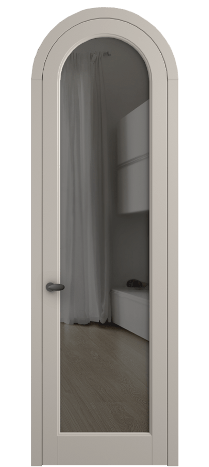 Межкомнатная дверь Палаццо 6814 Матовый светло-бежевый Прозрачное серое стекло, триплекс Цена 6700 AZE | Volhovec