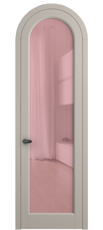 Межкомнатная дверь Палаццо 6814 Матовый светло-бежевый Рифлёное розовое стекло "Мору", триплекс Цена 6900 AZE | Volhovec