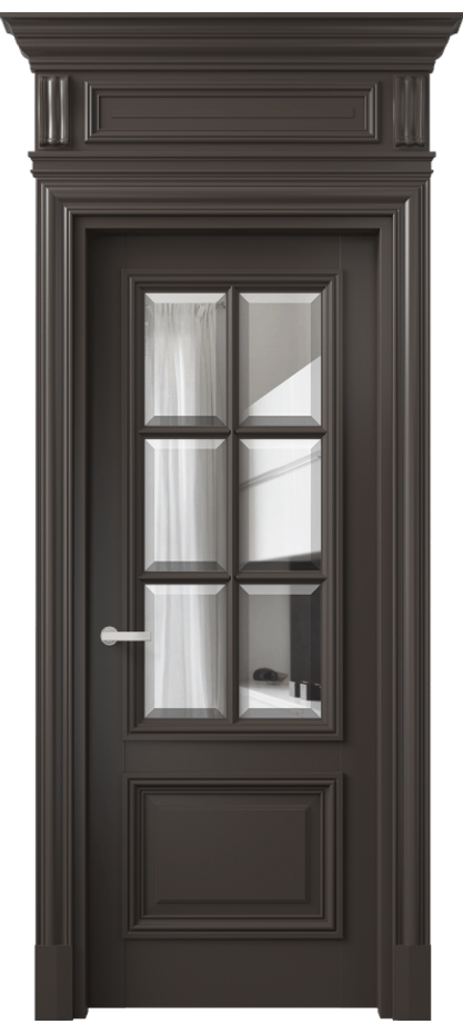 Межкомнатная дверь Антик 7312 Матовый антрацит Прозрачное стекло с фацетом Цена 9470 AZE | Volhovec