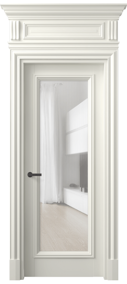 Межкомнатная дверь Антик 7300 Матовый жемчужный Рифлёное стекло "Дюна", триплекс Цена 8790 AZE | Volhovec