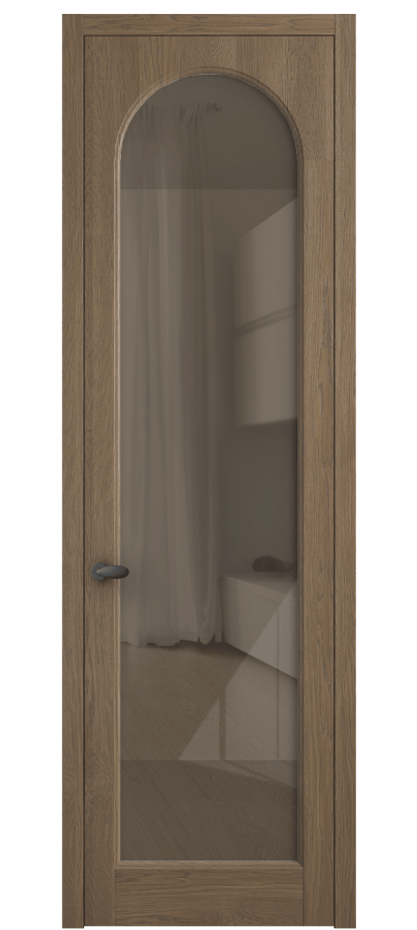 Межкомнатная дверь Палаццо 6804 Дуб джутовый матовый Рефлективное бронзовое стекло "Стопсол", калёное Цена 8100 AZE | Volhovec