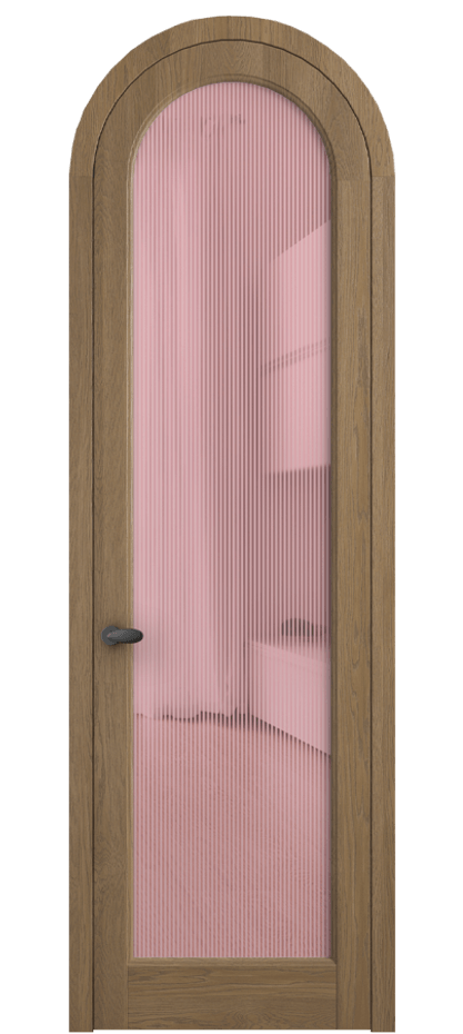Межкомнатная дверь Палаццо 6814 Дуб мускатный матовый Рифлёное розовое стекло "Дюна", триплекс Цена 11300 AZE | Volhovec