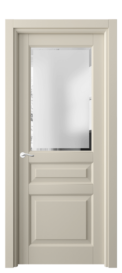 Межкомнатная дверь Лигнум 0710 Матовый бежево-серый Сатинированное стекло с фацетом Цена 5270 AZE | Volhovec