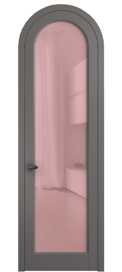 Межкомнатная дверь Палаццо 6814 Матовый классический серый Рифлёное розовое стекло "Дюна", триплекс Цена 6800 AZE | Volhovec