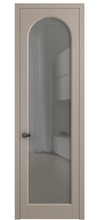 Межкомнатная дверь Палаццо 6804 Матовый бисквитный Рифлёное серое стекло "Дюна", триплекс Цена 5400 AZE | Volhovec