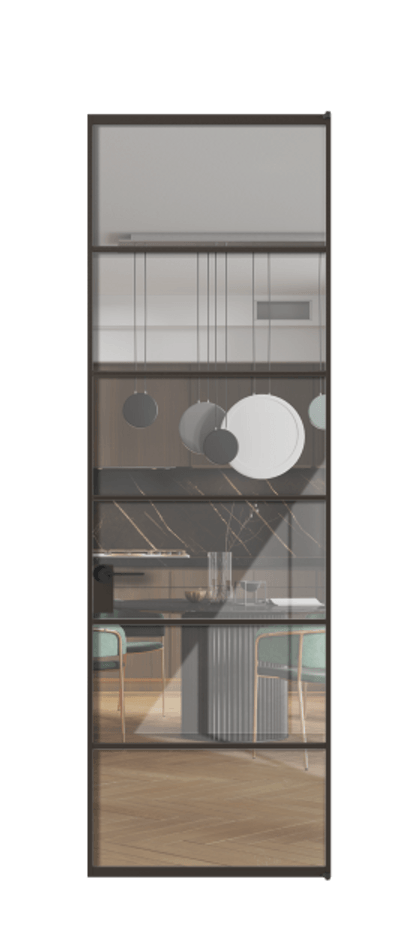 Алюминиевая дверь АЛПЛ040.04 Алюминий антрацит Рефлективное прозрачное стекло "Stopsol", калёное Цена 8210  | Volhovec