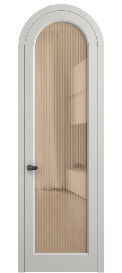 Межкомнатная дверь Палаццо 6814 Матовый серый Рифлёное оранжевое стекло "Мору", триплекс Цена 6900 AZE | Volhovec