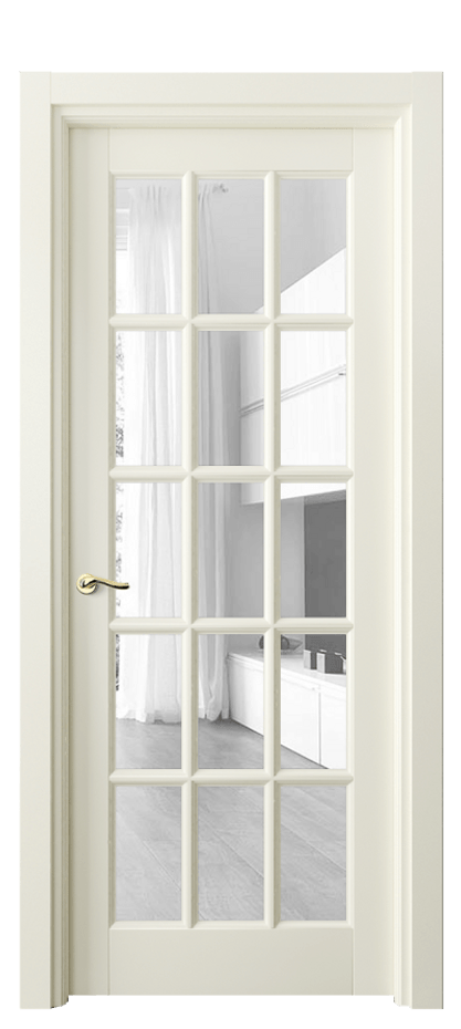 Межкомнатная дверь Лигнум 0708 Матовый молочно-белый Прозрачное стекло Цена 6010 AZE | Volhovec