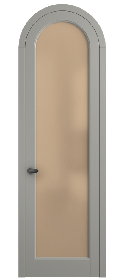 Межкомнатная дверь Палаццо 6814 Матовый нейтральный серый Сатинированное оранжевое стекло, триплекс Цена 128259 ₽ | Volhovec