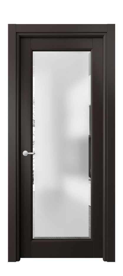 Межкомнатная дверь Тоскана Элегантэ 6300 Матовый антрацит Сатинированное стекло с фацетом Цена 4920 AZE | Volhovec