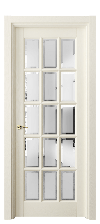 Межкомнатная дверь Лигнум 0708 Дуб молочно-белый Сатинированное стекло с фацетом Цена 8400 AZE | Volhovec