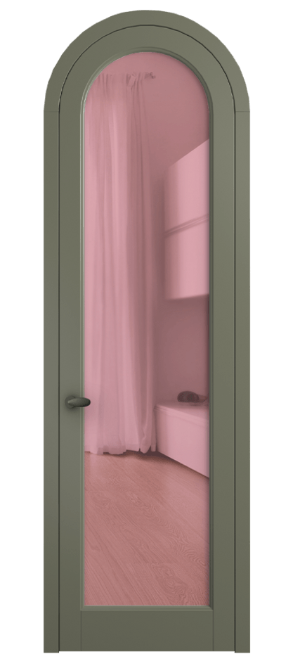 Межкомнатная дверь Палаццо 6814 Матовый оливковый тёмный Прозрачное розовое стекло, триплекс Цена 6700 AZE | Volhovec