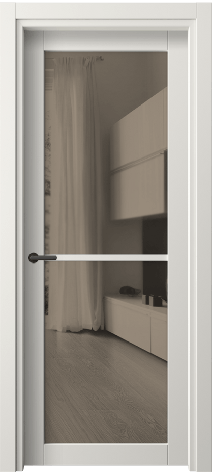 Межкомнатная дверь Нео 2108 ПЭТ белоснежный Двустороннее бронзовое зеркало, триплекс Цена 0 AZE | Volhovec