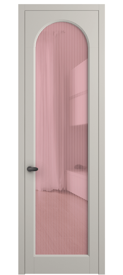 Межкомнатная дверь Палаццо 6804 Матовый облачно-серый Рифлёное розовое стекло "Мору", триплекс Цена 5500 AZE | Volhovec