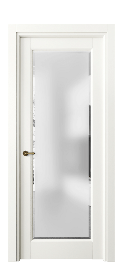 Межкомнатная дверь Тоскана Ромбо 6300 Матовый жемчужный Сатинированное стекло с фацетом Цена 4920 AZE | Volhovec