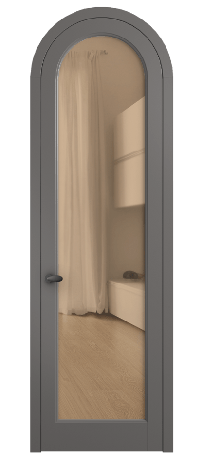 Межкомнатная дверь Палаццо 6814 Матовый классический серый Прозрачное оранжевое стекло, триплекс Цена 6500 AZE | Volhovec