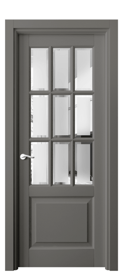 Межкомнатная дверь Лигнум 0748 Матовый классический серый Сатинированное стекло с фацетом Цена 6520 AZE | Volhovec