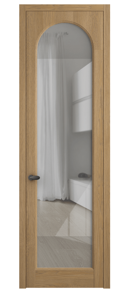 Межкомнатная дверь Палаццо 6804 Дуб пшеничный матовый Рефлективное прозрачное стекло "Стопсол", калёное Цена 8100 AZE | Volhovec