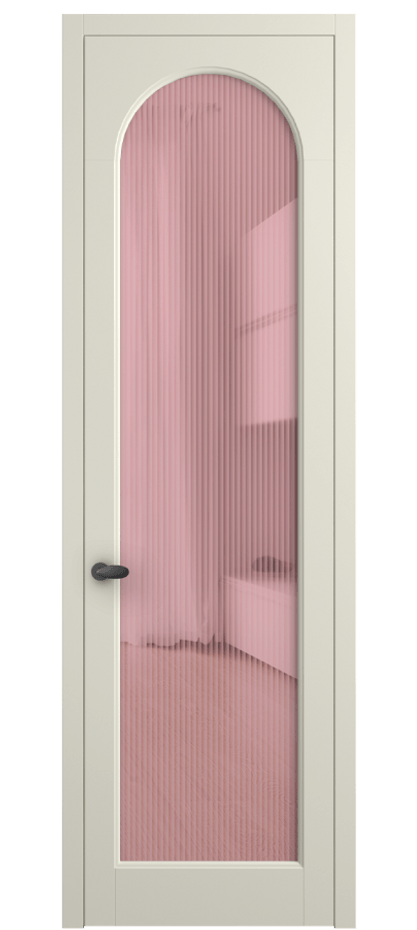 Межкомнатная дверь Палаццо 6804 Матовый молочно-белый Рифлёное розовое стекло "Мору", триплекс Цена 5500 AZE | Volhovec