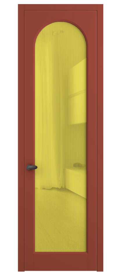 Межкомнатная дверь Палаццо 6804 Матовый белоснежный Рифлёное желтое стекло "Дюна", триплекс Цена 187680 сом | Volhovec