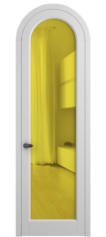 Межкомнатная дверь Палаццо 6814 Матовый белоснежный Прозрачное жёлтое стекло, триплекс Цена 6500 AZE | Volhovec