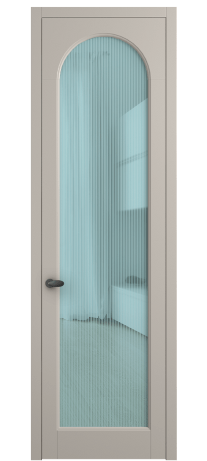 Межкомнатная дверь Палаццо 6804 Матовый светло-бежевый Рифлёное голубое стекло "Мору", триплекс Цена 5500 AZE | Volhovec