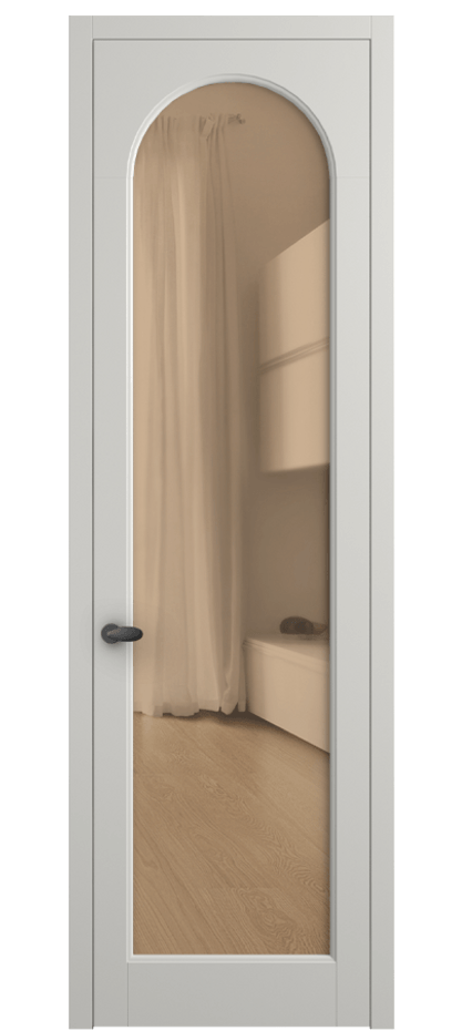 Межкомнатная дверь Палаццо 6804 Матовый серый Прозрачное оранжевое стекло, триплекс Цена 5100 AZE | Volhovec