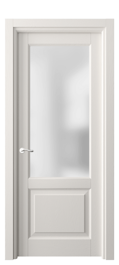 Межкомнатная дверь Лигнум 0740 Дуб пудровый белый Сатинированное стекло Цена 6740 AZE | Volhovec