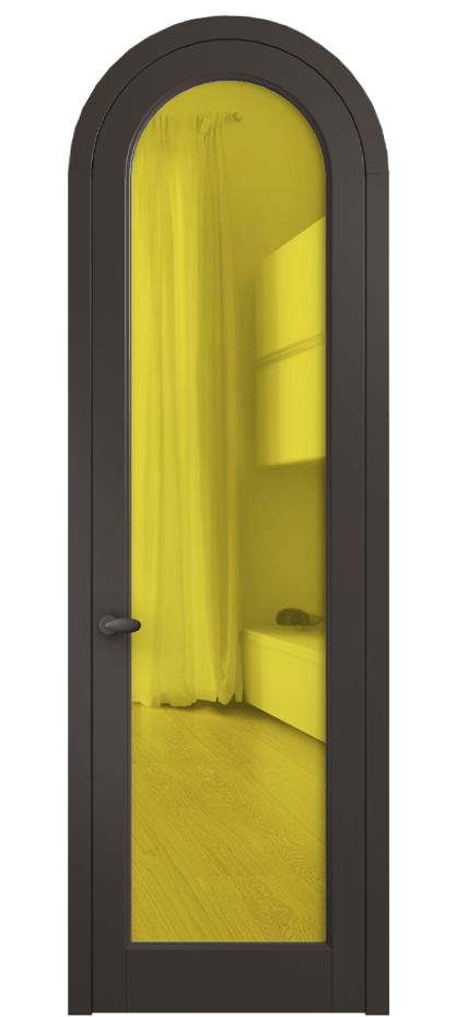 Межкомнатная дверь Палаццо 6814 Матовый антрацит Прозрачное жёлтое стекло, триплекс Цена 6500 AZE | Volhovec