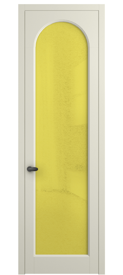 Межкомнатная дверь Палаццо 6804 Матовый молочно-белый Фактурное жёлтое стекло "Лёд", триплекс Цена 5400 AZE | Volhovec