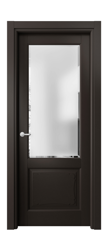 Межкомнатная дверь Тоскана Элегантэ 6322 Матовый антрацит Сатинированное стекло с фацетом Цена 5060 AZE | Volhovec