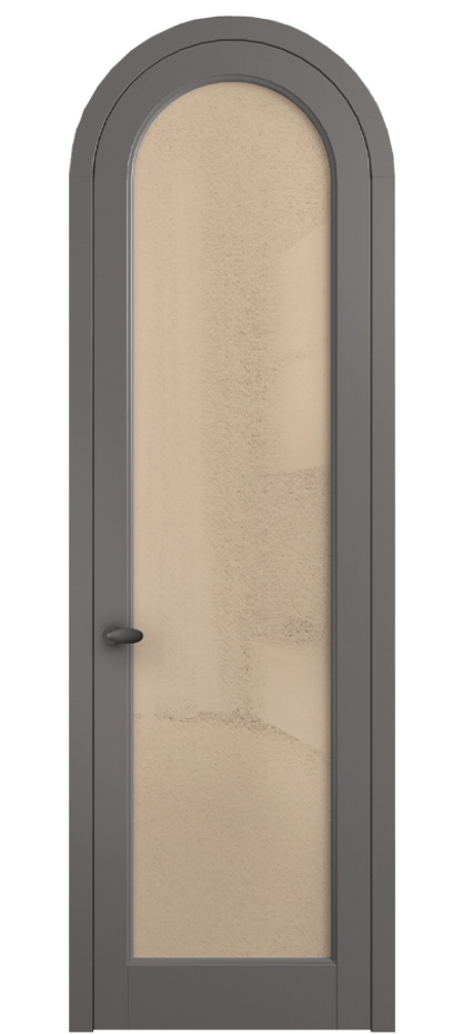 Межкомнатная дверь Палаццо 6814 Матовый классический серый Фактурное оранжевое стекло "Лёд", триплекс Цена 6800 AZE | Volhovec