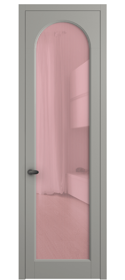 Межкомнатная дверь Палаццо 6804 Матовый нейтральный серый Рифлёное розовое стекло "Дюна", триплекс Цена 5400 AZE | Volhovec