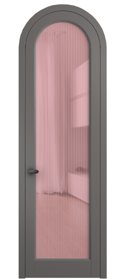 Межкомнатная дверь Палаццо 6814 Матовый классический серый Рифлёное розовое стекло "Мору", триплекс Цена 6900 AZE | Volhovec