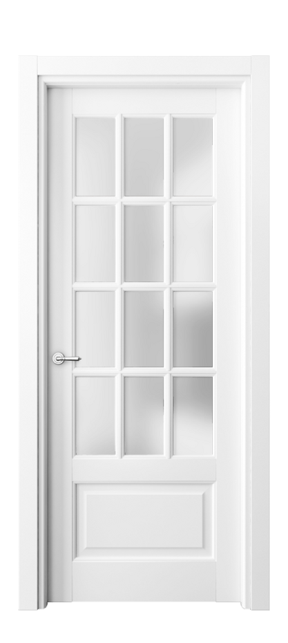 Межкомнатная дверь Тоскана Грильято 6313 Матовый белоснежный Сатинированное стекло Цена 5830 AZE | Volhovec