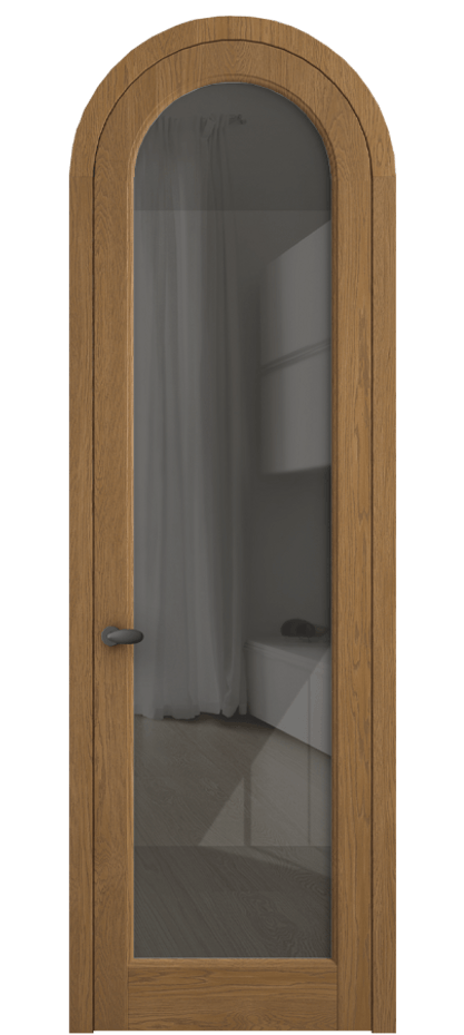 Межкомнатная дверь Палаццо 6814 Дуб пряный матовый Рефлективное серое стекло "Стопсол", калёное Цена 11200 AZE | Volhovec