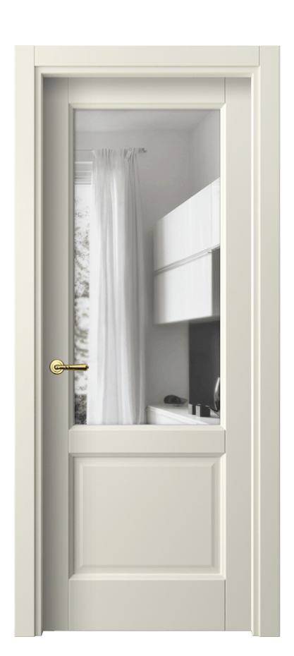 Межкомнатная дверь Galant 1422 Матовый молочно-белый Прозрачное стекло Цена 2050 AZE | Volhovec