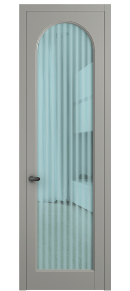 Межкомнатная дверь Палаццо 6804 Матовый нейтральный серый Рифлёное голубое стекло "Дюна", триплекс Цена 5400 AZE | Volhovec