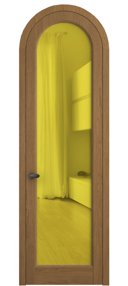 Межкомнатная дверь Палаццо 6814 Дуб пряный матовый Прозрачное жёлтое стекло, триплекс Цена 11000 AZE | Volhovec