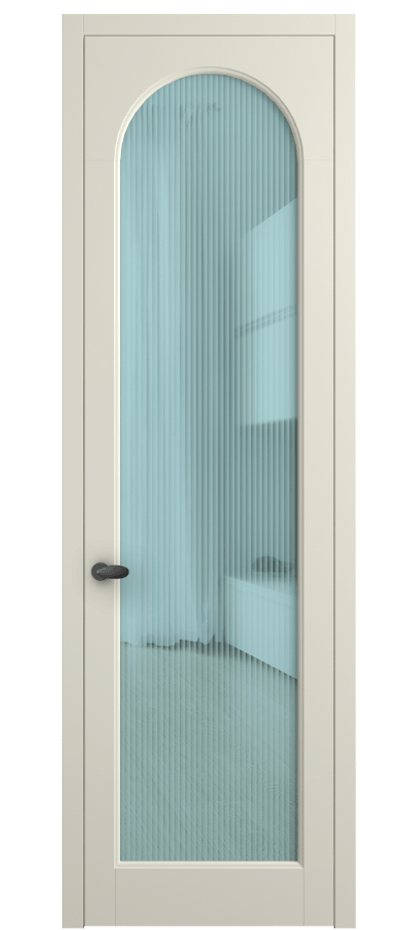 Межкомнатная дверь Палаццо 6804 Матовый молочно-белый Рифлёное голубое стекло "Moru", триплекс Цена 5500 AZE | Volhovec