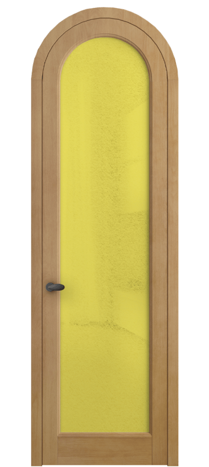 Межкомнатная дверь Палаццо 6814 Бук натуральный матовый Фактурное жёлтое стекло "Лёд", триплекс Цена 9500 AZE | Volhovec