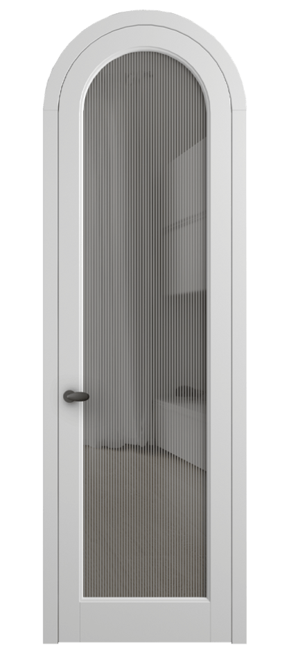 Межкомнатная дверь Палаццо 6814 Матовый белоснежный Рифлёное серое стекло "Дюна", триплекс Цена 6800 AZE | Volhovec