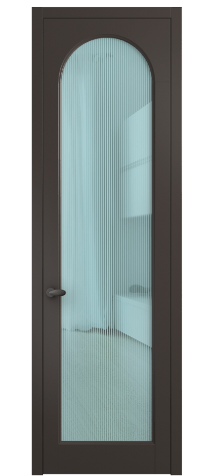 Межкомнатная дверь Палаццо 6804 Матовый антрацит Рифлёное голубое стекло "Дюна", триплекс Цена 5400 AZE | Volhovec