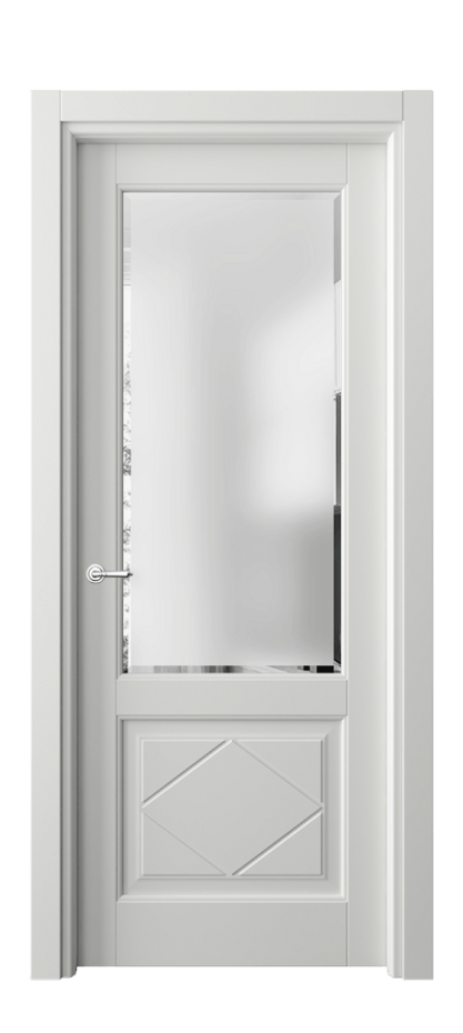 Межкомнатная дверь Тоскана Ромбо 6342 Матовый светло-серый Сатинированное стекло с фацетом Цена 5260 AZE | Volhovec