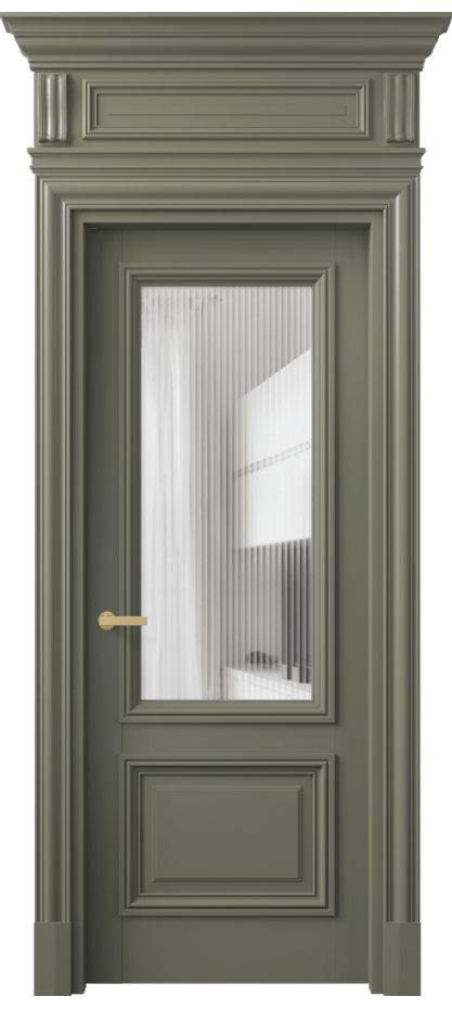 Межкомнатная дверь Антик 7302 Матовый оливковый тёмный Рифлёное стекло "Мору", триплекс Цена 8770 AZE | Volhovec